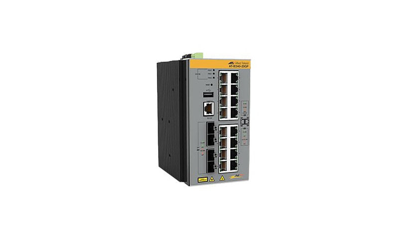 Allied Telesis AT-IE340-20GP Industrial L3 PoE+ Switch, 16 PoE + 4 SFP