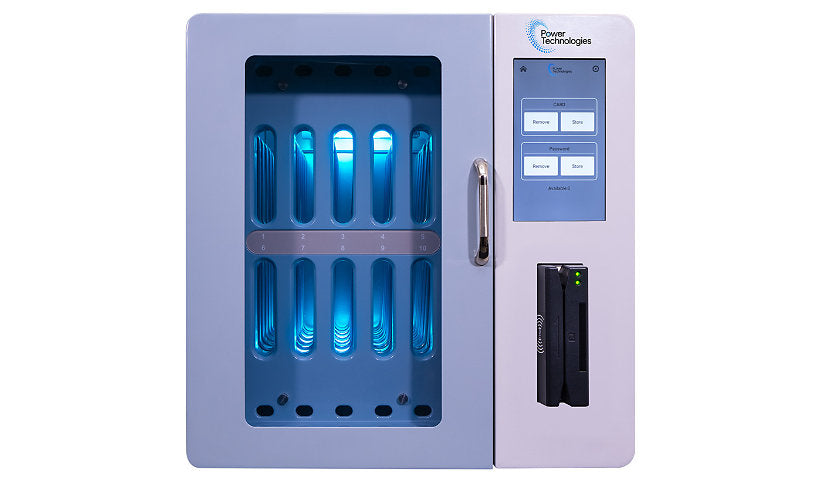 Power Technologies 10-Bay Smart Phone Cabinet with Disinfection, CAB-DMS-B10R-D