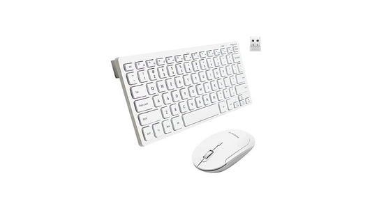 Macally RFCOMPACTWCB Compact Wireless Keyboard and Mouse White 2.4GHz 1 Year
