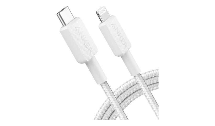 Anker 322 Braided USB-C to Lightning Cable, Fast Charging, White, 6 ft