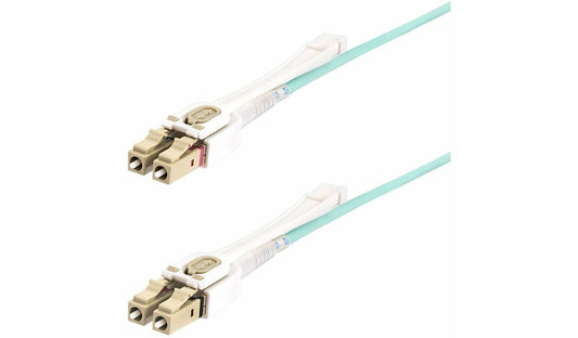 StarTech.com 450FBLCLC4PP 4m (13.1ft) LC/UPC to LC/UPC OM4 Multimode Duplex Fiber Patch Cable, Push/Pull Tabs, 50/125, 100G, LSZH, Aqua