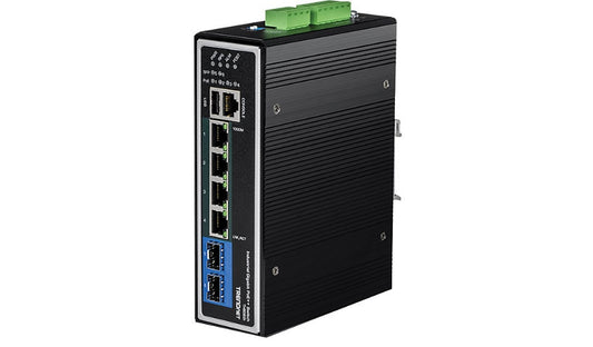 TRENDnet TI-BG62I 6-Port Industrial Gigabit L2+ PoE++ DIN-Rail Switch, 360W