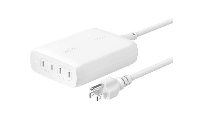Belkin 200W GaN 4 Port USB-C Laptop Charger 5 ft Cord White WCH015DQWH 2 Year
