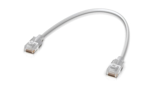 Ubiquiti UniFi 0.15m (5.9in) CAT6 Etherlighting Nano-Thin Patch Cable, RJ-45 Male to Male, White, UACC-CABLE-PATCH-EL-0.15M-W