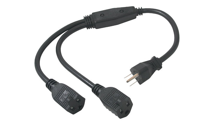 C2G CG29802 NEMA 5-15P to 2x NEMA 5-15R 1-to-2 Power Cord Splitter 18 in 16 AWG