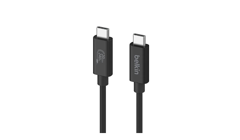 Belkin USB4 USB-C to USB-C Cable, 20Gbps, 240W, 4K 60Hz, 2 m (6.6 ft), Black