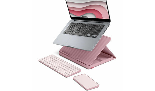 Logitech Casa Pop-Up Desk Kit Keyboard Touchpad Laptop Stand Rose 1 Year
