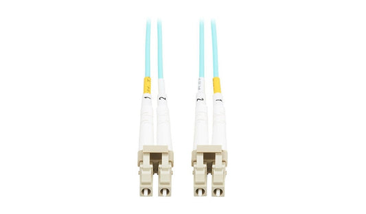 Tripp Lite (Eaton) N820-01M-TAA 1m (3.3ft) LC to LC 10Gb OM3 Multimode Duplex Fiber Patch Cable, 50/125, OFNP Plenum, TAA, Aqua
