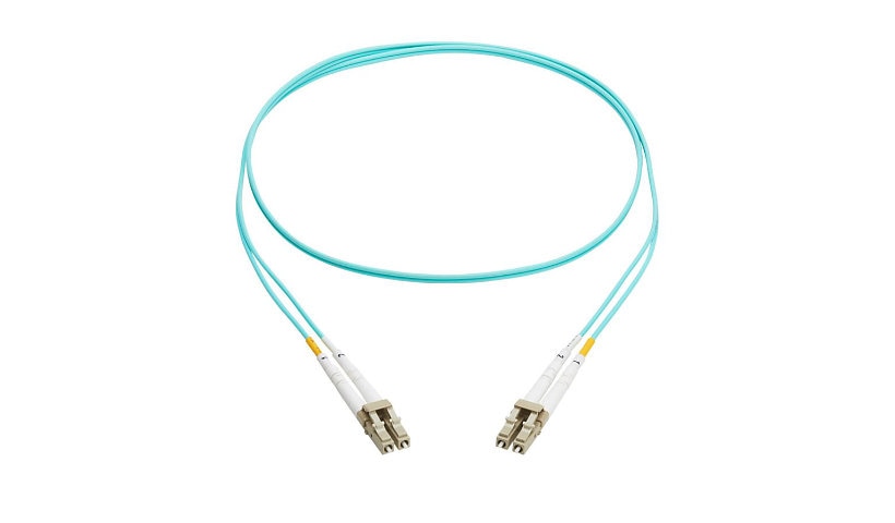 Tripp Lite (Eaton) N820-02M-TAA 2m (6.6ft) LC to LC 10Gb OM3 Multimode Duplex Fiber Patch Cable, 50/125, OFNP Plenum, TAA, Aqua