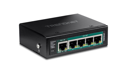 TRENDnet TI-B541 5-Port Industrial PoE++ Powered DIN-Rail Switch, 65W