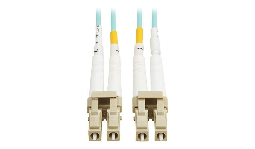 Tripp Lite (Eaton) N820-10M-OM4TAA 10m (32.8ft) LC to LC 10/40/100Gb OM4 Multimode Duplex Fiber Patch Cable, 50/125, LSZH, TAA, Aqua