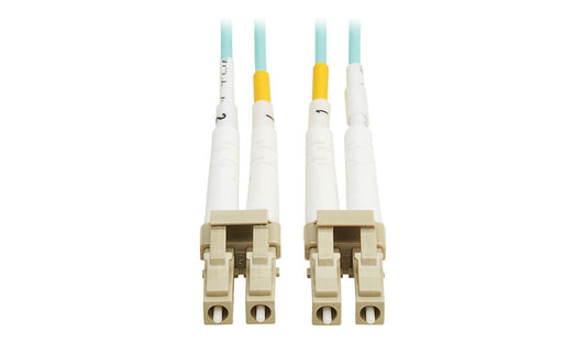 Tripp Lite (Eaton) N820-10M-OM4TAA 10m (32.8ft) LC to LC 10/40/100Gb OM4 Multimode Duplex Fiber Patch Cable, 50/125, LSZH, TAA, Aqua