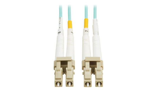 Tripp Lite (Eaton) N820-01M-OM4TAA 1m (3.3ft) LC to LC 10/40/100Gb OM4 Multimode Duplex Fiber Patch Cable, 50/125, LSZH, TAA, Aqua