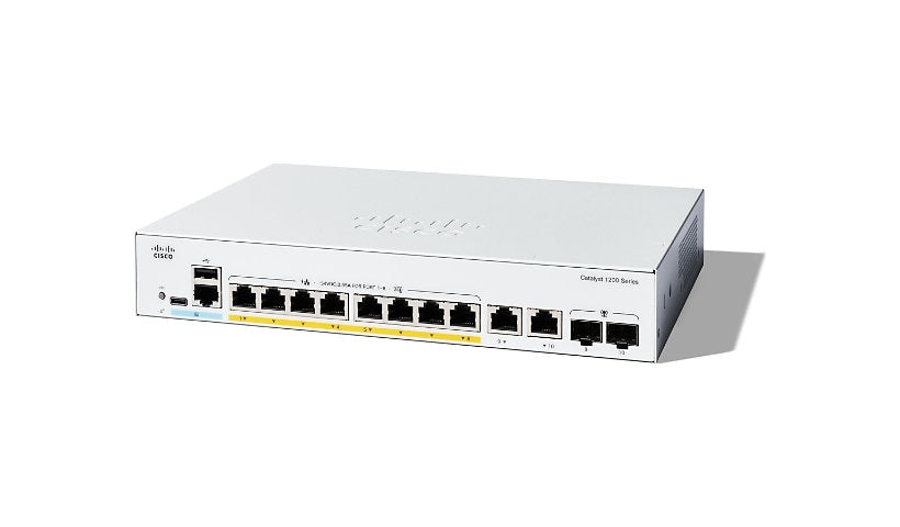 Cisco Catalyst 1200 C1200-8FP-2G 8-Port Gigabit PoE+ Smart Switch, 120W