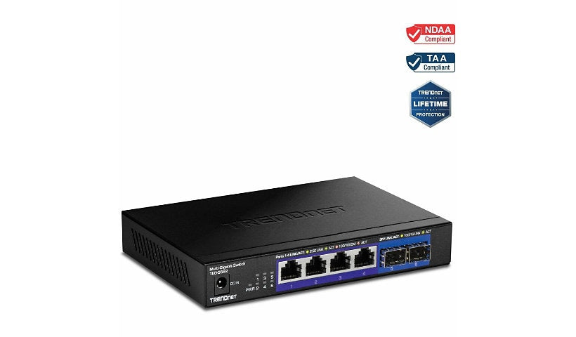 TRENDnet TEG-S562 6-Port Unmanaged Switch, 4x 2.5G, 2x 10G SFP+, Fanless