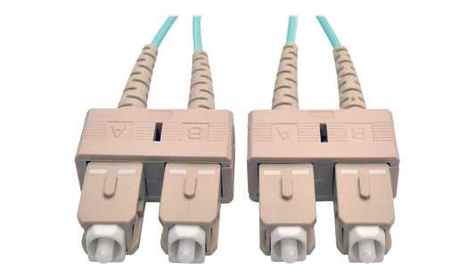 Tripp Lite (Eaton) N806-03M 3m (9.8ft) SC to SC 10Gb OM3 Multimode Duplex Fiber Patch Cable, 50/125, LSZH, Aqua