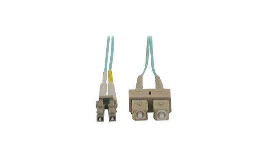 Tripp Lite (Eaton) N816-03M 3m (9.8ft) LC to SC 10Gb OM3 Multimode Duplex Fiber Patch Cable, 50/125, LSZH, Aqua
