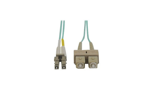 Tripp Lite (Eaton) N816-15M 15m (49.2ft) LC to SC 10Gb OM3 Multimode Duplex Fiber Patch Cable, 50/125, LSZH, Aqua