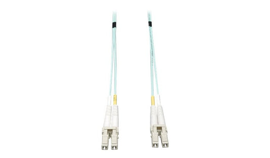 Eaton Tripp Lite 10m (32.8ft) LC to LC 10Gb/40Gb/100Gb OM3 Multimode Duplex Fiber Patch Cable, 50/125, LSZH, Aqua, N820-10M