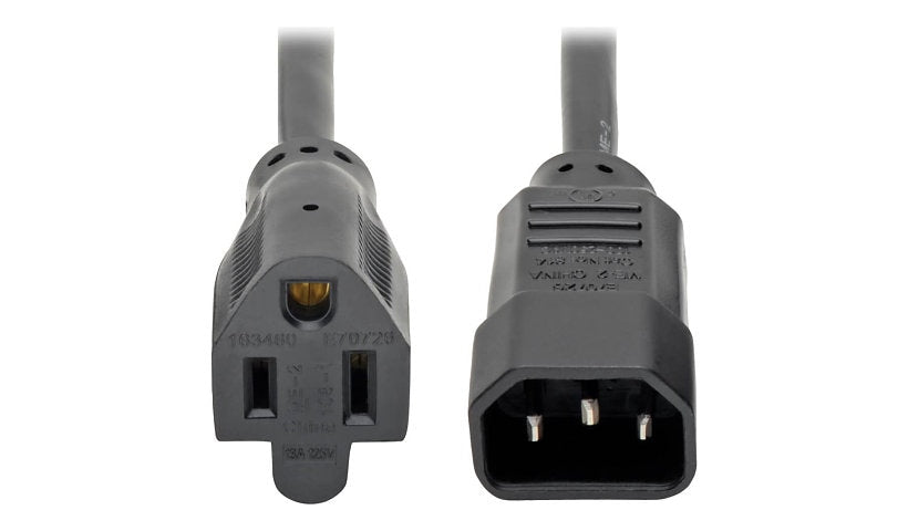 Tripp Lite P002-001-13A NEMA 5-15R to C14 Power Adapter Cord 1 ft 13A 125V