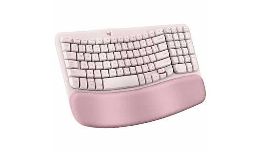 Logitech Wave Keys Wireless Ergonomic Keyboard Cushioned Palm Rest Rose 1 Year
