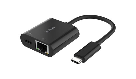 Belkin 2-in-1 USB-C Gigabit Ethernet + 100W PD Charge Adapter, Black