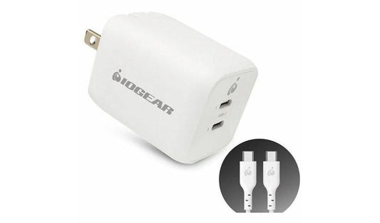 IOGEAR GearPower Dual USB-C 65W GaN Charger PPS GPAWC65W 1 Year