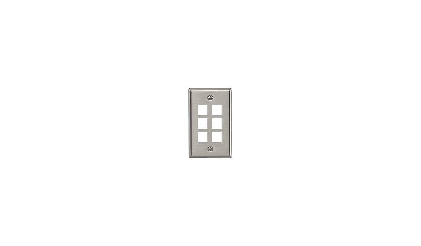 Leviton 43080-1S6 QuickPort 6-Port Single-Gang Stainless Steel Wall Plate 1 Year