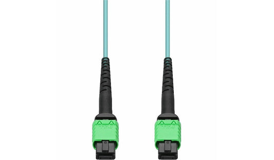 Proline 10m (32.8ft) MPO-16/APC Female to Female 16-Fiber OM4 Multimode (MMF) Crossover Fiber Patch Cable, 50/125 µm, Riser-Rated OFNR, Aqua, PRO-16FAMPOAMPO-10M5OM4