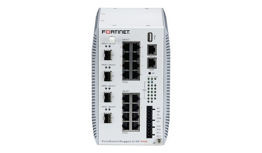 Fortinet FortiSwitch Rugged 216F-POE Switch, 16 x 1G PoE++, 4 x SFP+
