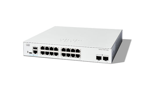 Cisco Catalyst 1200 C1200-16T-2G 16-Port Gigabit Smart Switch, 2 SFP