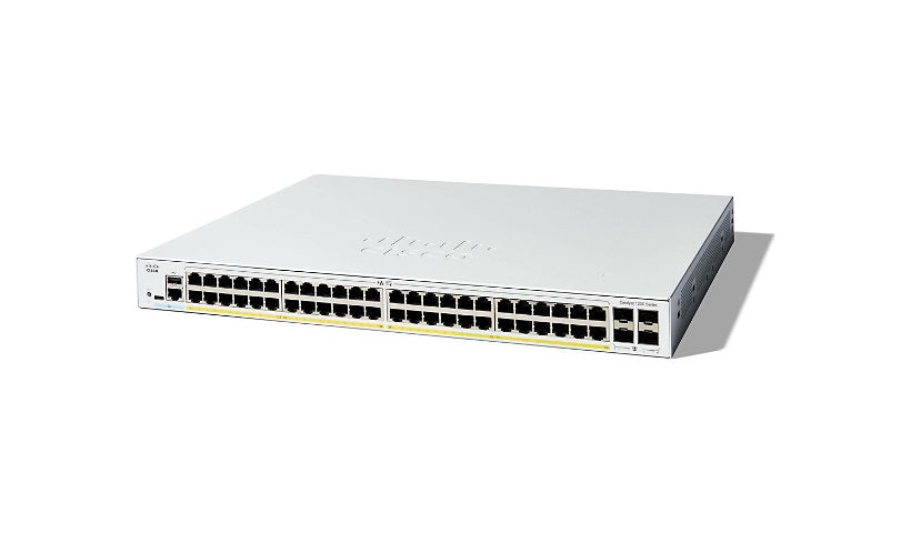 Cisco Catalyst 1200 C1200-48P-4G 48-Port Gigabit PoE+ Smart Switch, 375W