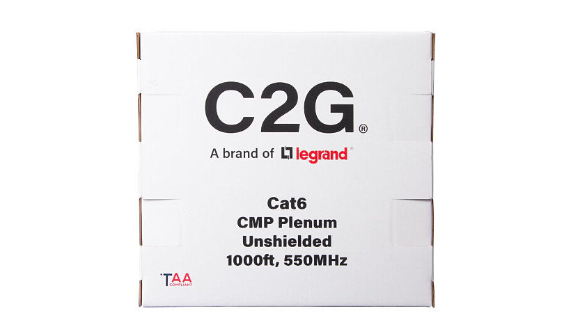 C2G C2G56041 Cat6 Plenum Bulk Cable 1000 ft Solid UTP Blue TAA