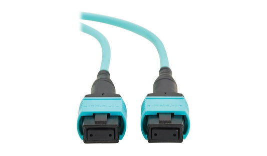 Tripp Lite (Eaton) N845B-01M-12TAA 1m (3.3ft) 12 Fiber MPO PC Female to Female OM4 Multimode Fiber Cable, Type-B, 100G, 50/125, OFNP, TAA, Aqua