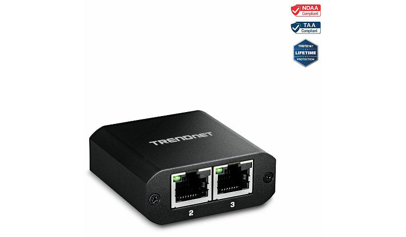 TRENDnet TEG-102S 2-Port Gigabit Ethernet Splitter, USB-C Powered