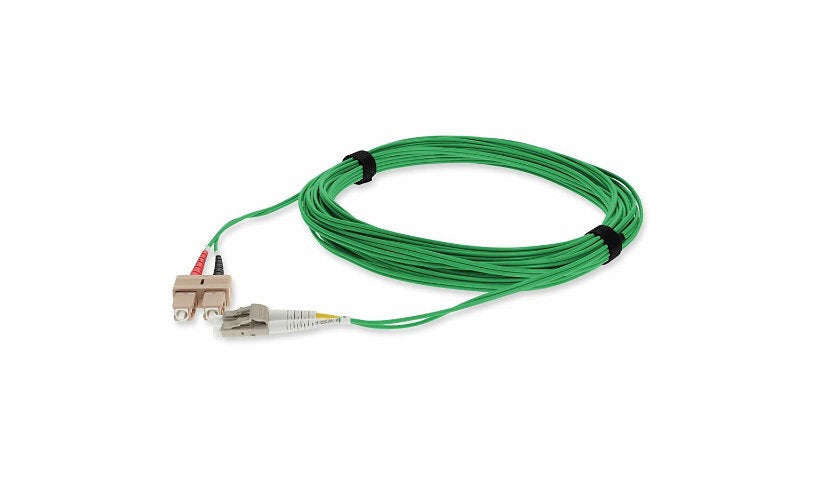 Proline 3m (9.8ft) SC to LC OM4 Multimode (MMF) Duplex Fiber Patch Cable, 50/125 µm, Riser-Rated OFNR, Green, TAA Compliant, PRO-SC-LC-3M5OM4-GN-TAA