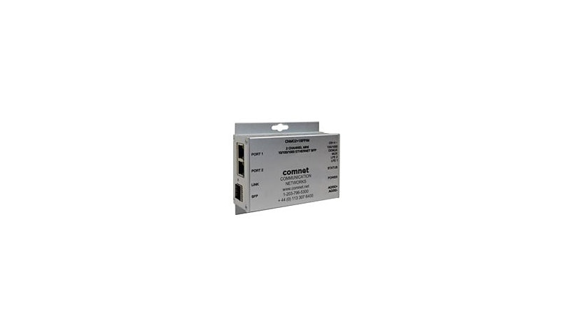 Comnet CNMC2+1SFP/M Mini Industrial Gigabit Media Converter, RJ-45 to SFP Slot, -40 to 75°C