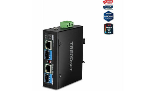 TRENDnet TI-BF22SFP Industrial 2-Port SFP to Gigabit PoE++ Media Converter