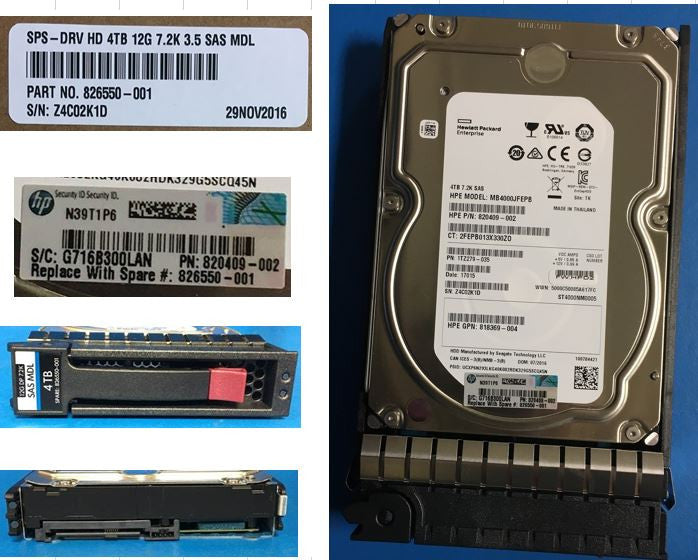 HPE MB4000JVYZQ 4TB 7.2K RPM 3.5in LFF Dual Port 12G SAS Midline HDD