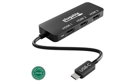 Plugable USB-C to Triple HDMI MST Adapter, 3x 4K 60Hz, Driverless