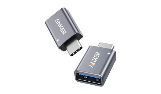 Anker USB-C Male to USB-A 3.0 Female Adapter 2-Pack, Aluminum, LED, Space Gray