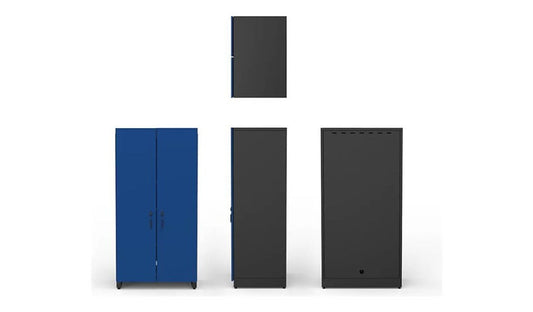 Spectrum Fab Lab SC48 Steel Storage Cabinet, 2 Doors, Blue/Black, 24026BBL