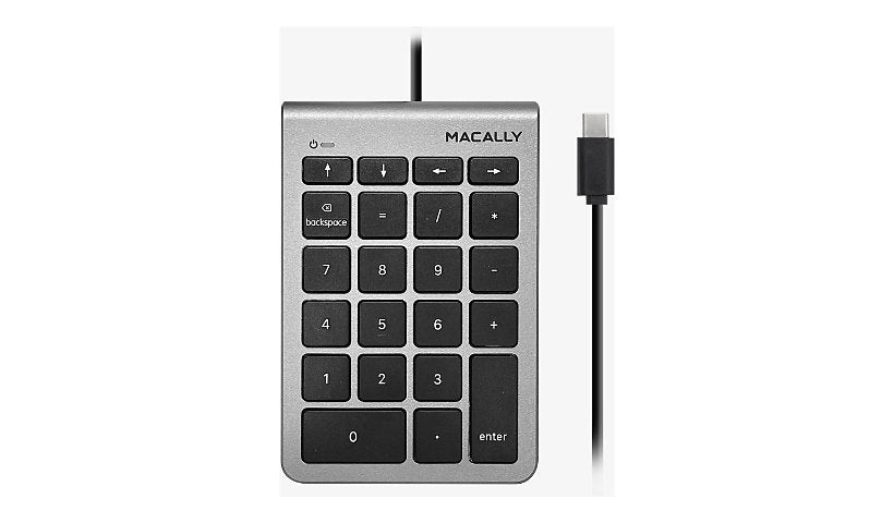 Macally UCNUMKEY22SG USB-C 22 Key Numeric Keypad Space Gray 2 Year