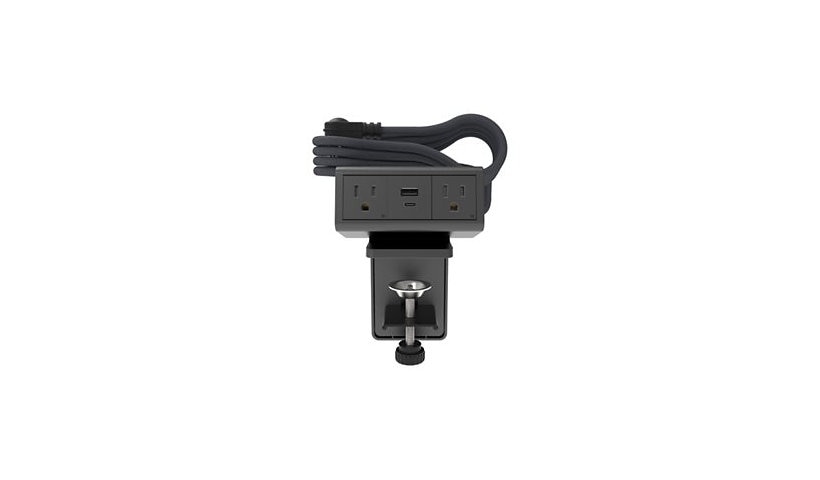 Wiremold Dash 3-Cube Desktop Power Center, USB + USB-C + 2 AC, Graphite