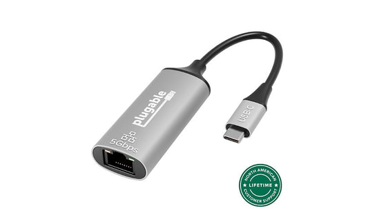 Plugable USB-C to 5Gbps Ethernet Adapter, RTL8157, Aluminum, Jumbo Frames