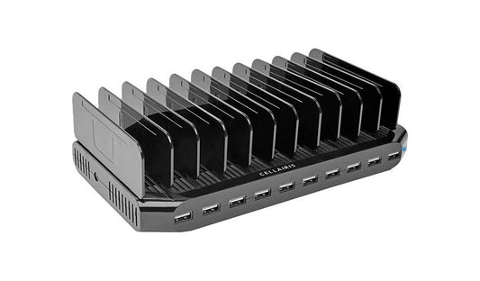 Cellairis 10-Port USB-A Charging Station, 2.4A per Port, Black