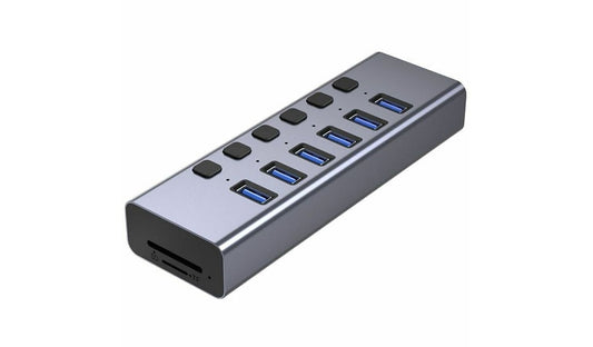 4XEM 8-in-1 USB 3.1 Hub, 6x USB-A, SD/TF Reader, Individual Port Switches