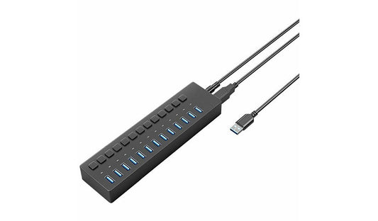 4XEM 13-Port USB 3.0 Hub with Individual Power Switches, 5Gbps, Powered, Gray