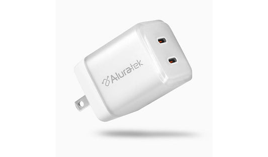 Aluratek AGWC245F 45W Dual USB-C GaN Wall Charger 1 Year