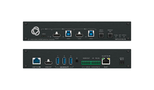 Kramer SWT3-31-HU-TR 3x1 4K60 Auto Switcher 1 USB-C + 2 HDMI Inputs USB PoE